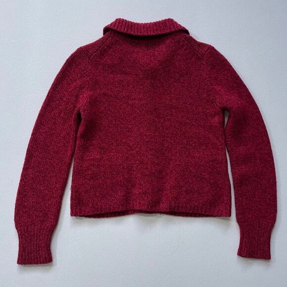 Eileen Fisher Red Wool Knit Cardigan Sweater Sz PS Collared Petite Minimal - Picture 2 of 8
